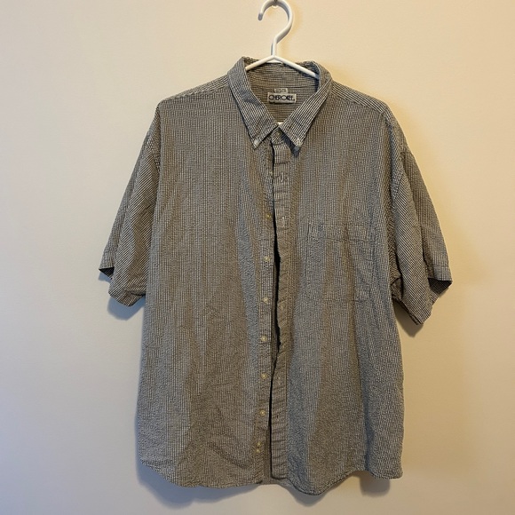 💜 2 for $30 / Cherokee Button Up Checkered White & Black - Picture 1 of 4